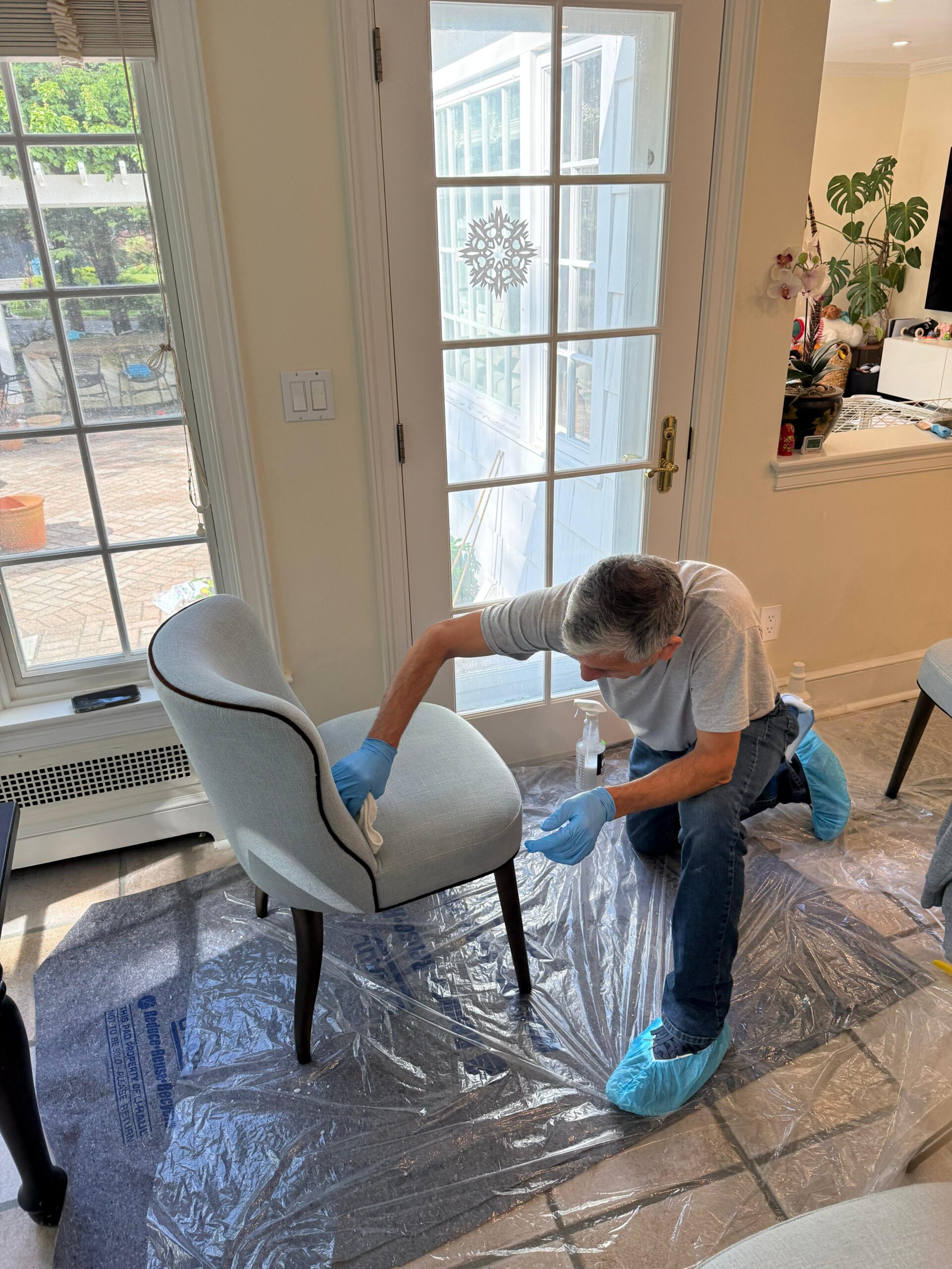 Applying fabric protector