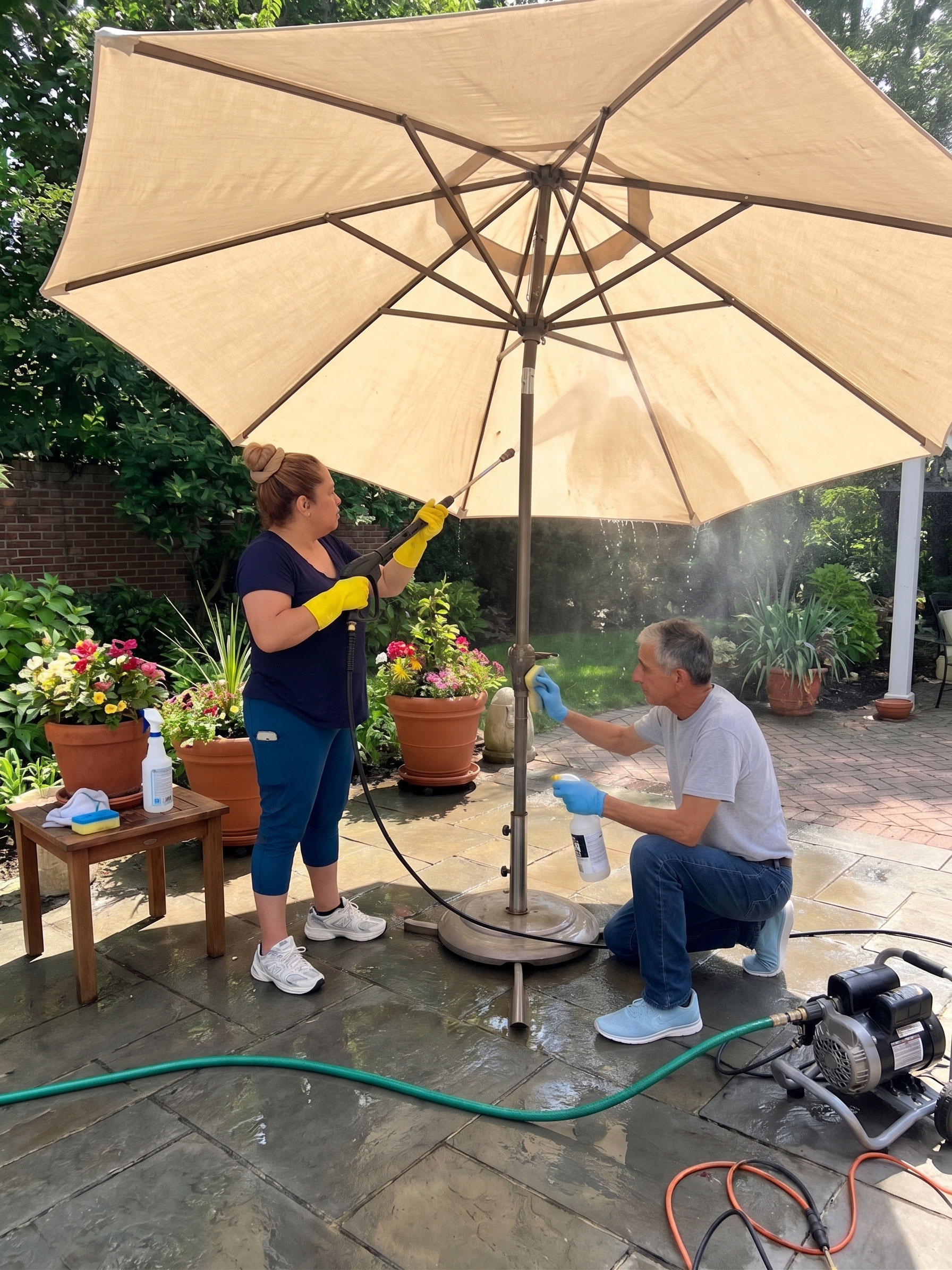 Patio umbrella cleaning